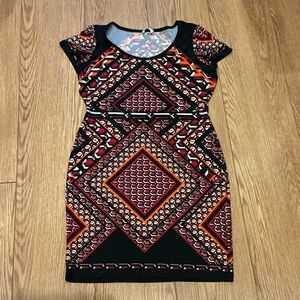 Calvin Klein Black and Red Geometric Mini Dress